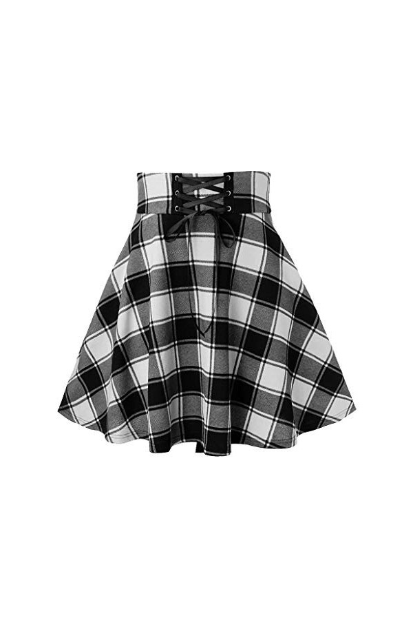 Jupe à carreaux courte plissée pour femme - Style gothique - Steampunk - Pour adolescente et fille - Pour cosplay, carnaval, 