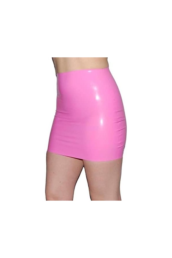 IDOBLO Mini Jupe en Latex Femme Jupe en Latex Rose Jupe Dété,Rose,M