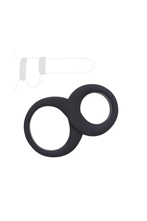 HUNTVE Anneau en Silicone en Forme de Huit à Double Boucle, Anneau de Yoga à retardement, Jouet Heureux en Silicone（Noir）