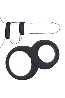 HUNTVE Anneau en Silicone en Forme de Huit à Double Boucle, Anneau de Yoga à retardement, Jouet Heureux en Silicone（Noir）