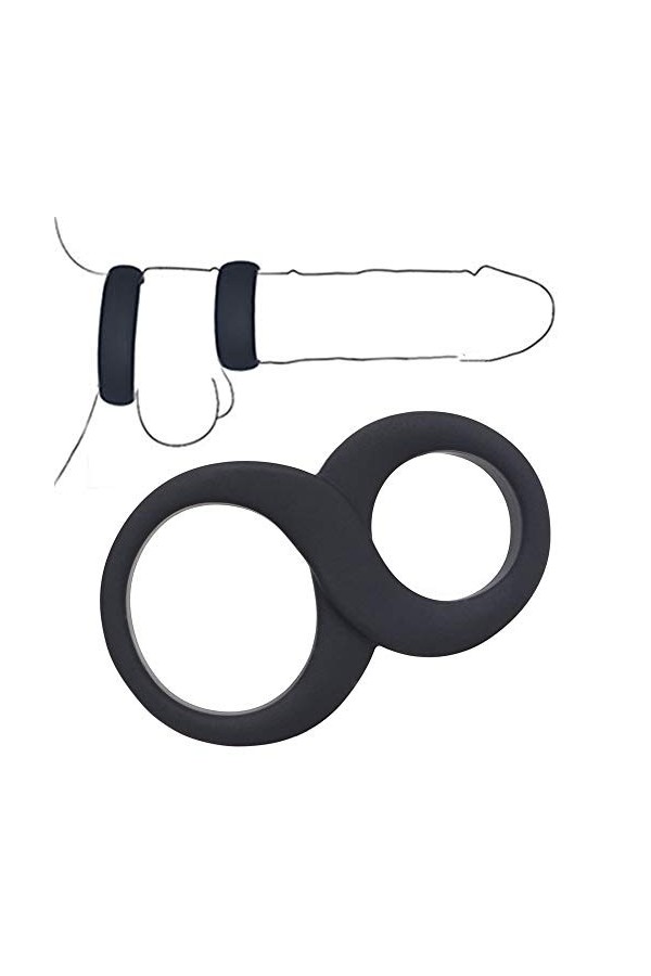 HUNTVE Anneau en Silicone en Forme de Huit à Double Boucle, Anneau de Yoga à retardement, Jouet Heureux en Silicone（Noir）