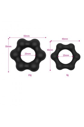 SexReaper Anneau de Massage Banane en Silicone Noir à Haute élasticité Lot de 2 