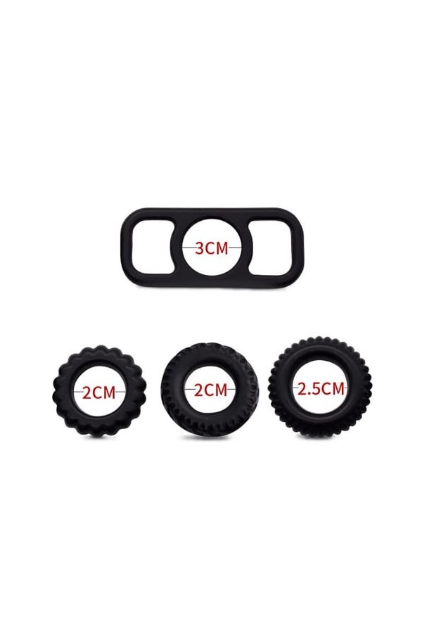 RianGor Lot de 4 Anneaux de Retard pour Homme