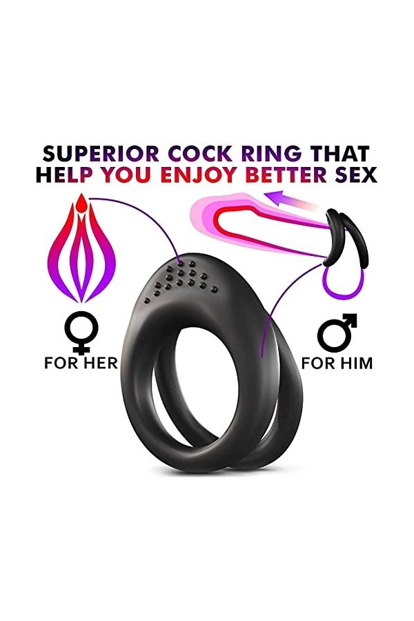 Wenky Once Anneau en Silicone à Double Retard pour Hommes Anneau en Silicone Confidence Noir .