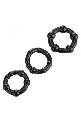 3 anneaux en silicone ultra doux noirs pour hommes couples