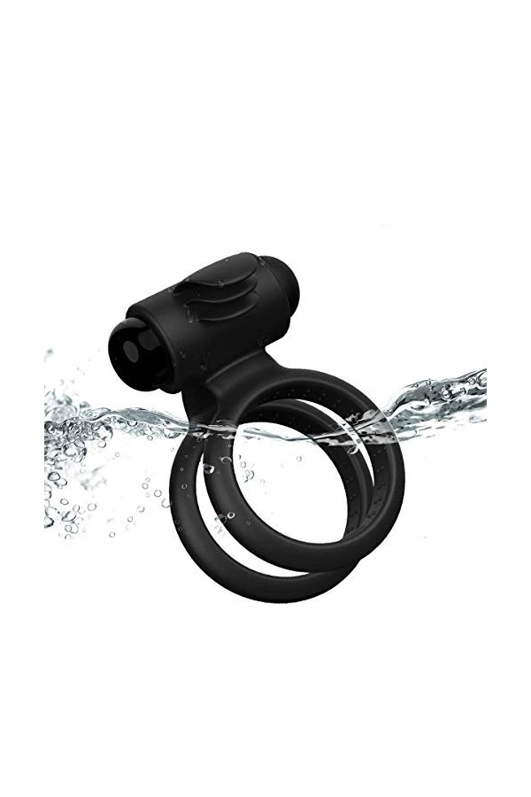 -Cộckrîng Ánnéau Rêtardatéur Anneau de P-Ê?Is En Silicone Couple 9 Vibration Vibrant Cli-Toris Anneau de Massage Charge Usb V