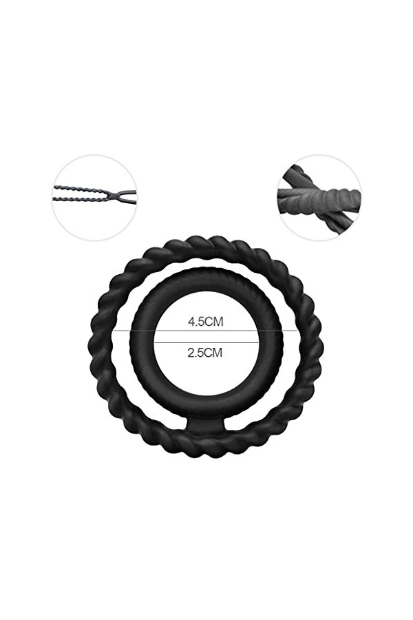 Ensemble de bagues en silicone pour homme - Noir Cock Bague pour homme pour le plaisir GB3