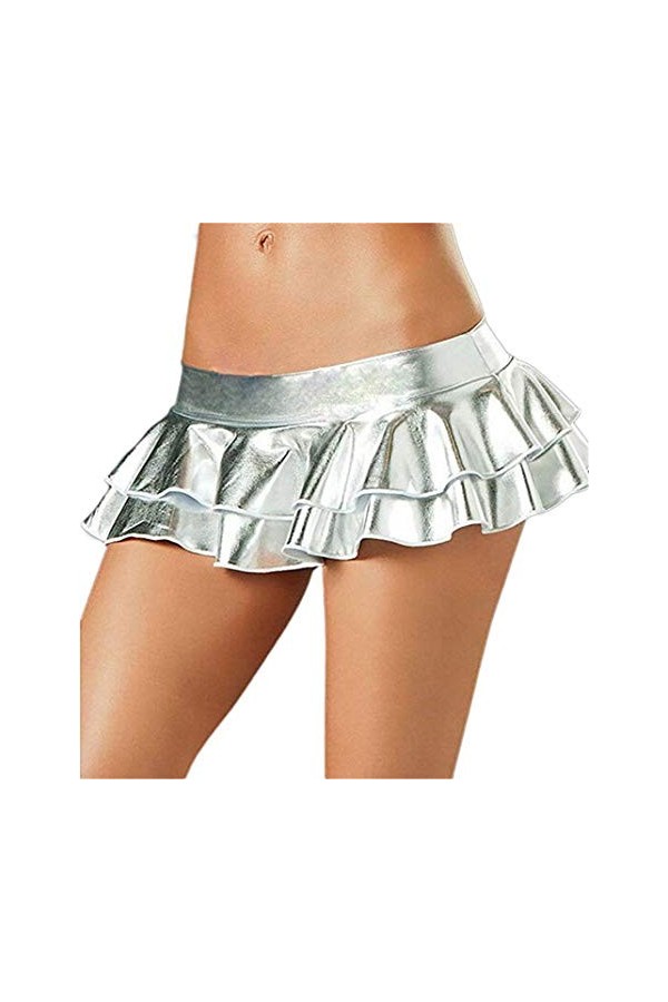 Mini Jupe Sexy Courte Femme Moulante Cuir Mouillé Courte Taille Clubwear Wetlook Unique Mini Robe Aspect Cuir Mouillé Taille 