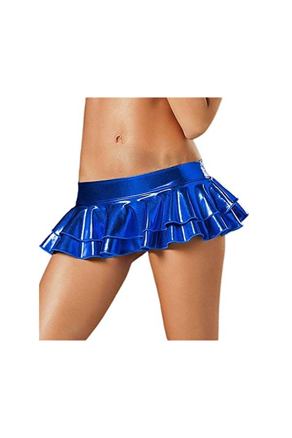 Mini Jupe Sexy Courte Femme Moulante Cuir Mouillé Courte Taille Clubwear Wetlook Unique Mini Robe Aspect Cuir Mouillé Taille 