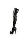 WOkismD 15CM Sexy Side Strap Over-The-Knee Bottes hautes Nouvelles chaussures pour femmes Club Nightclub Stilettos à semelle 