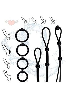 MeHam 7 pièces de Taille différente pour Hommes avec Anneau de Pression Noir élastique Booster Strap