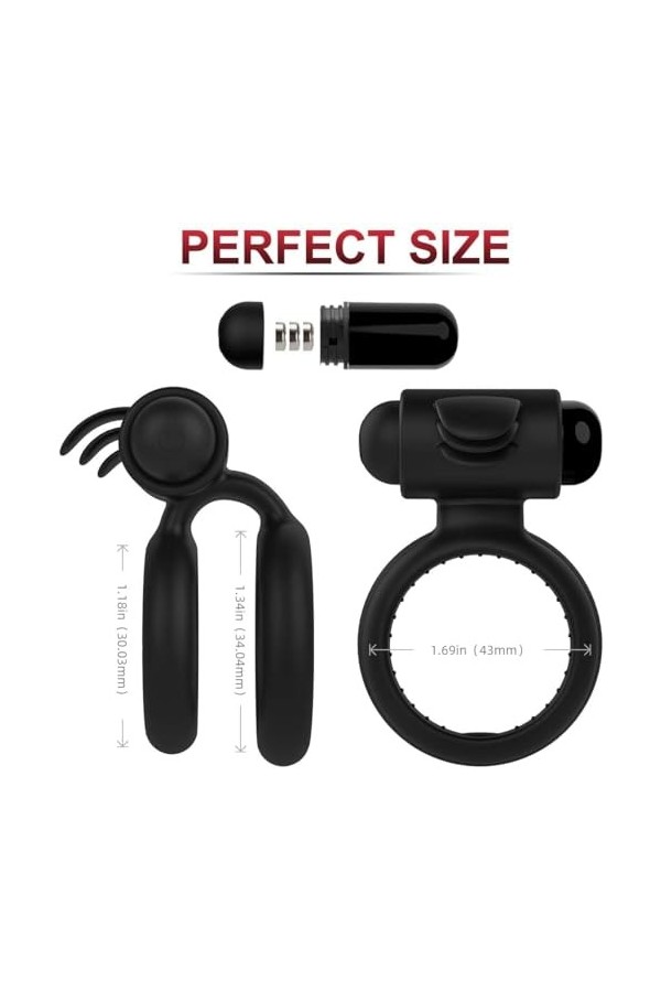 Anneau Vibrant Anneau Víbr-Ant pour Homme et Femme Couple avec Telecommande, Pēṋìs Anneau Vibr-ànt Pēṋiēn Silicone Reglable R