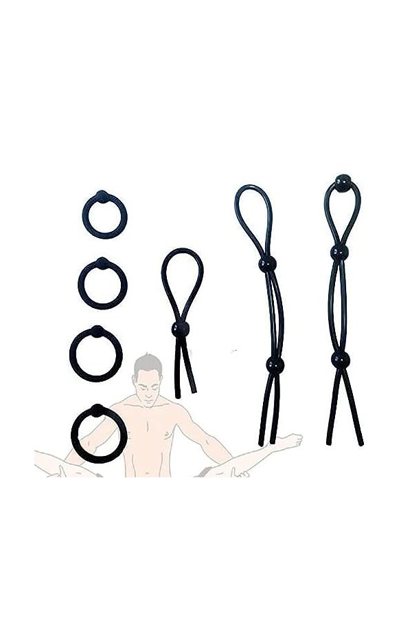 MOLUCI Bagues en Silicone réglables Bagues à retardement pour Hommes Lot de 7