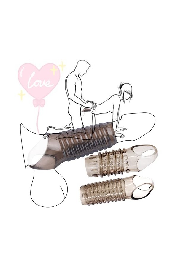 HUNTVE 2 Piece Mens Ultra Soft Liquid Silicone Finger Sleeves, Delayed Long Lasting Endurance Silicone Rings