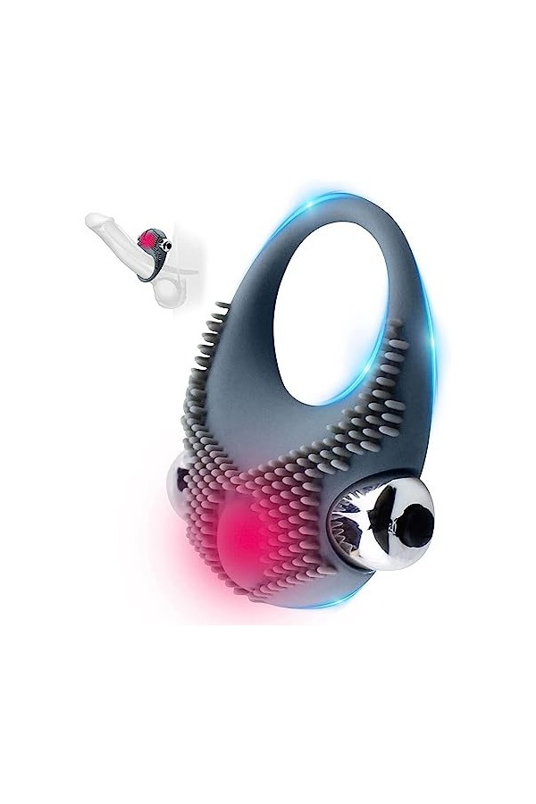 Anneau Vibrant Anneau Víbr-Ant pour Homme et Femme Couple avec Telecommande, Pēṋìs Anneau Vibr-ànt Pēṋiēn Silicone Reglable R