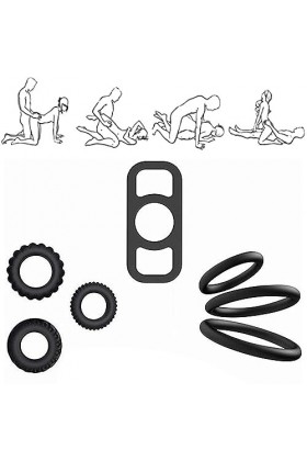 wcsaizpl Ensemble de 7 anneaux Time - Lapse en silicone pour hommes Soft Elastic Tool