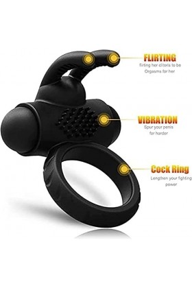 Fémmé Adultes Anneau de P-Ê?Is En Silicone Couple Multi Vitesses T-Shirt Vibrant Cli-Toris Anneau de Massage Étanche, Anneau 