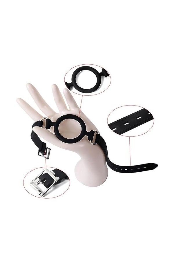 Entraîneur buccal réglable en silicone souple avec anneau en O pour les couples pour le plaisir et les jeux.