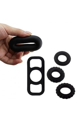 MelBiz 4PCS/ Anneau en Silicone Cọck anneau Noir