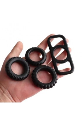 Anneaux de Massage pour Hommes Super Male Silicone Elastic Rings 4PCS