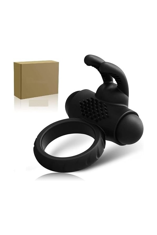 Anneau pénien vibrante homme M-asseur portable,Fémmé Adultes Anneau De P-Ê?Is en Silicone Couple Multi Vitesses T-Shirt Vibra