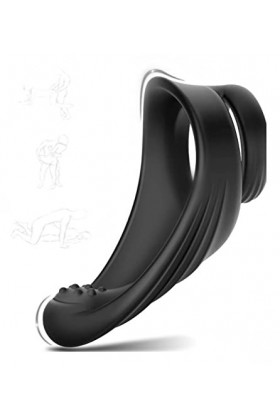 XaiYimee Anneau en Silicone pour Hommes, Double Cercle pour Hommes Produits retardés Noir 