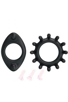 OHUGA 2 Anneaux en Silicone pour Hommes, Anneau retardateur Arme secrète pour Hommes Noir .