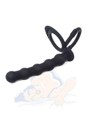 Lopotiony Bague de Sport en Silicone Noir avec Perles à Tirer, Fournitures de Couple à Double Anneau pour Hommes et Femmes