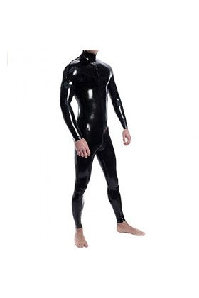 Combinaison moulante en latex avec fermeture éclair à lentrejambe pour homme, Orange, XL