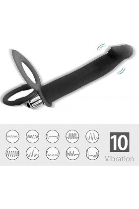 Double Penetrateur Couple Silicone Durable Sèxtôyse Plaisir T-Shirt avec Étanche pénien Anneau Double pour M-asseur Vibrant A