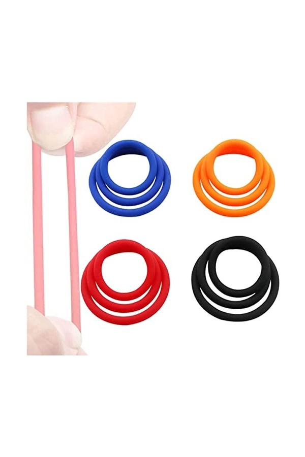 XaiYimee Anneaux en Silicone retardés pour Hommes Set de 12 Couleur aléatoire 