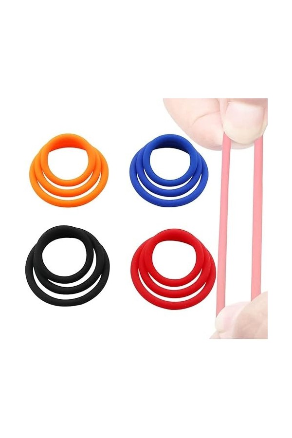XaiYimee Anneaux en Silicone retardés pour Hommes Set de 12 Couleur aléatoire 