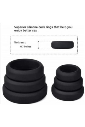 US-DXB Anneaux en Silicone pour Hommes Set de 6 Anneaux de Retard