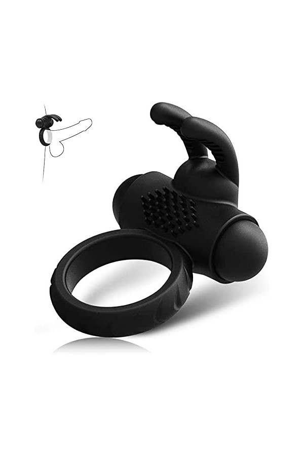 Fémmé Adultes Anneau De P-Ê?Is en Silicone Couple Multi Vitesses T-Shirt Vibrant Cli-Toris Anneau De Massage Charge USB Étanc