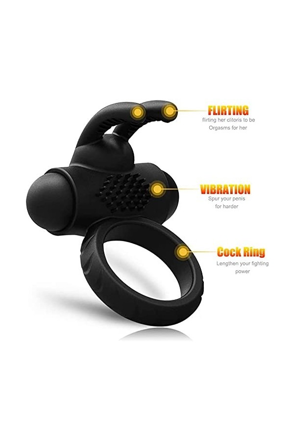 Fémmé Adultes Anneau De P-Ê?Is en Silicone Couple Multi Vitesses T-Shirt Vibrant Cli-Toris Anneau De Massage Charge USB Étanc