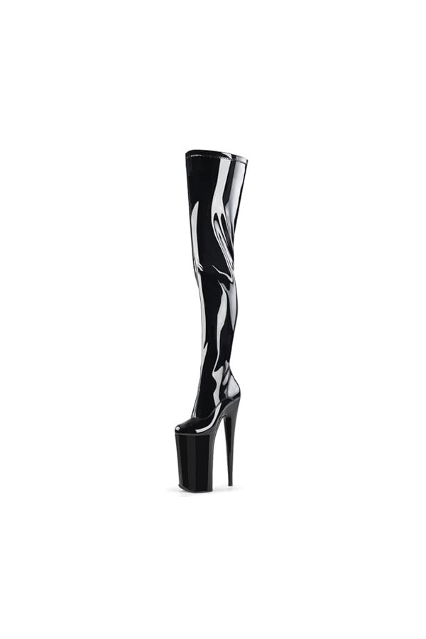 WOkismD Bottes en cuir verni sexy à bout rond 26CM Grande taille Cross-Dressing Performance de mode Super High-Heeled Platfor