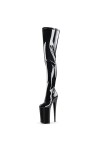 WOkismD Bottes en cuir verni sexy à bout rond 26CM Grande taille Cross-Dressing Performance de mode Super High-Heeled Platfor