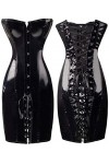 KHDFYER Nuisette Sexy Femme Coquine Gothique Sexy Brillant Long en Cuir Wetlook Hors Épaule Robe Moulante PVC Latex Corset Ro