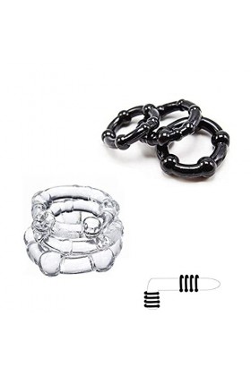 XinLace Anneau pour Homme à Fermoir de Verrouillage en Silicone réglable en 6 pièces1. Anneau en Silicone, réglable