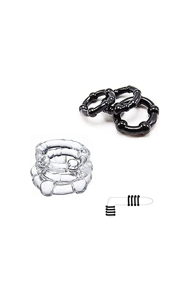 XinLace Anneau pour Homme à Fermoir de Verrouillage en Silicone réglable en 6 pièces1. Anneau en Silicone, réglable