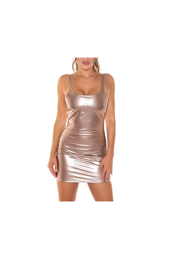 Koucla - Mini Robe Gogo effet mouillé aspect cuir laqué, or, M