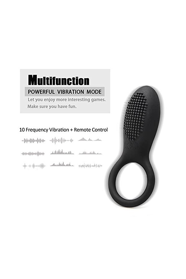 Retardé Anneau De Retard pour Hommes Anneau De P-ÊŇIs en Silicone Vibrant Cli-Toris Anneau De Massage Étanche,Adapté pour Un 