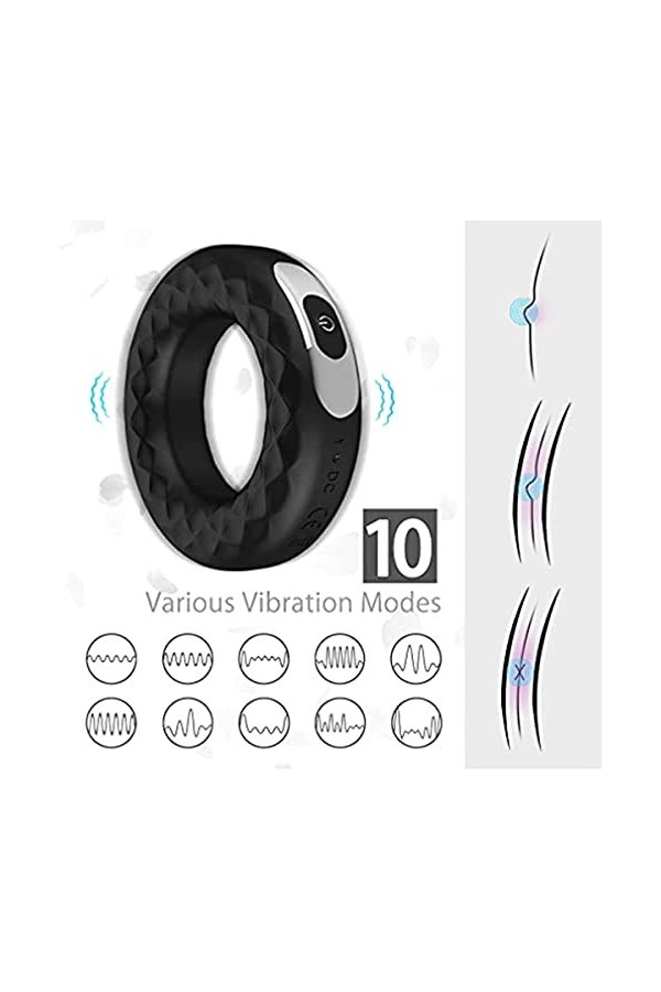 EsHals Anneau Vibrant Pe?Nis Feminin Masculin P?Nis Anneau Vibr-Ant Penien Pour Homme Et Couple Avec Telecommande,Double Regl
