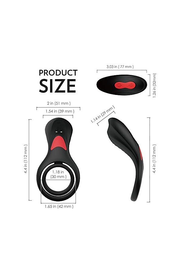 Måssêur Pênîên Ánnêåu 10 Vibration Anneau Penien - Chargement USB Anneau Homme pour Couple Éjaculation Masculine Retardée Sex