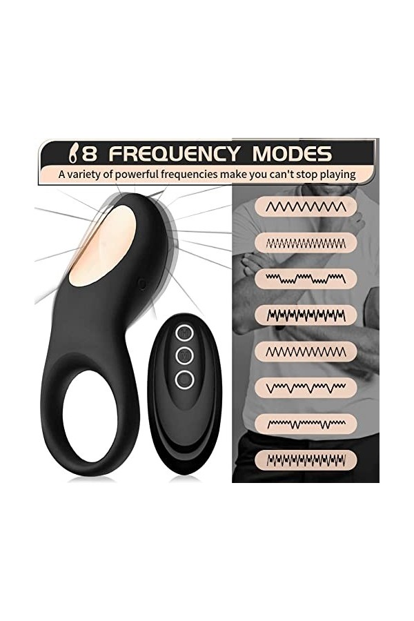 Anneau De P-ÊŇIs en Silicone Couple 7 Vitesses T-Shirt Vibrant Cli-Toris Anneau De Massage Charge USB Étanche, Anneau De Reta