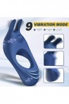 Léchage de la langue et 9 modes de vibration,Anneaux pénis,Penise pour homme 1 pièce silicone Anneaux péniens T-Shirt Exercic