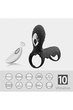 WJE Anneau Vibrant ＰéNIS pour Homme Couple Silencieux Silicone Anneaux Ｐenien Homme Vibrant Ｍasculin, Ｖibroｍasseur Ｃlitoridi