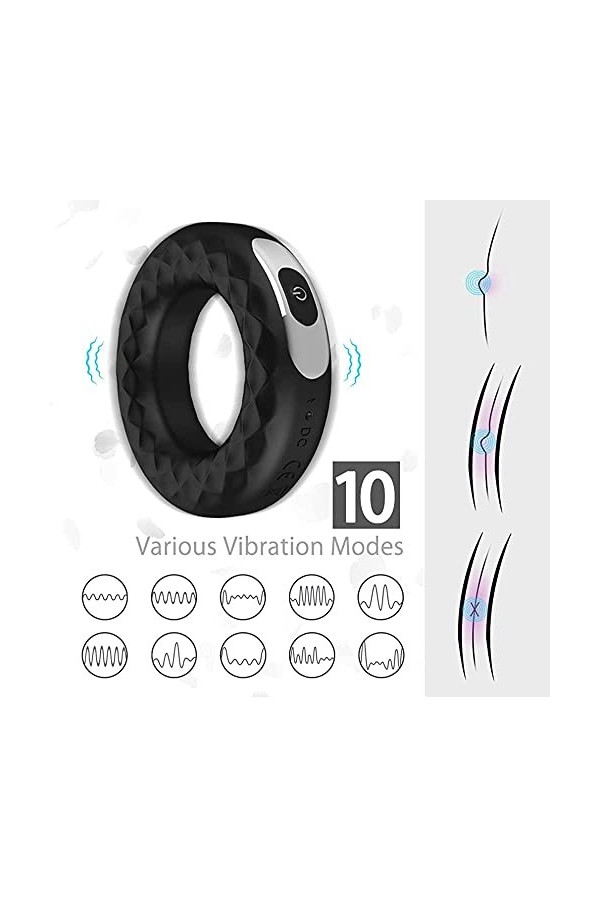 DSJ Anneau Vibrant PéNis Feminin Masculin Pｅnis Anneau Vibr-Ant Penien Pour Homme Et Couple Avec Telecommande,Double Reglabl
