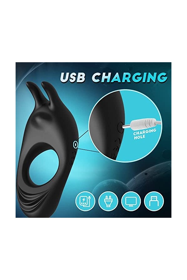 EsHals Vibromasseur Anneau de P-Êňis Masculin Anneaux Penien Homme,Anneau Vibrant ＰéNis Couple Pour Femme Clitờridiên Stimul