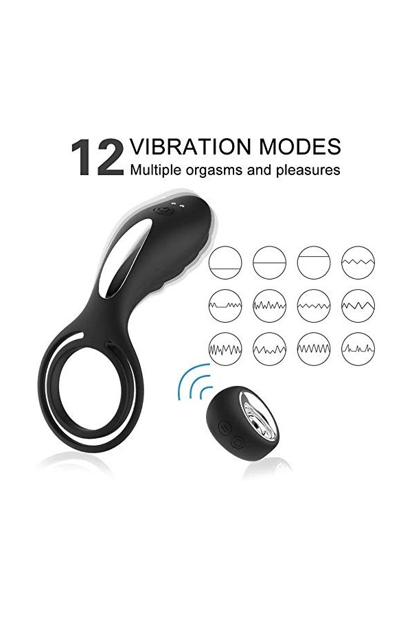 Anneau Vibrant de Vibration pour Hommes Etanche Silicone Masculine Retardee pour Hommes